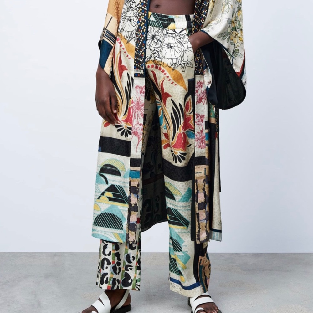 Zara Floral and Geometric Wide Leg Pants New With Tags